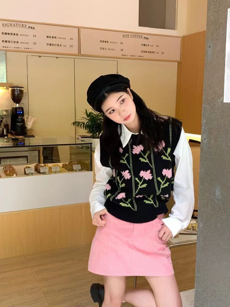 24 invierno Puyuan otoño nuevo suéter chaleco retro 2024 ropa de mujer estilo pastoral suelto