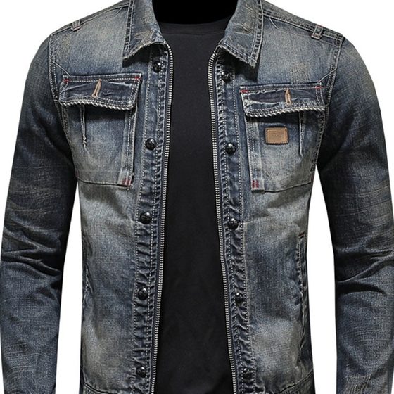 2024 Autumn Motorcycle Fashion Denim Jacket Trend Korean Men's Slim Fit Jacket Retro Casual Handsome Denim Clothes