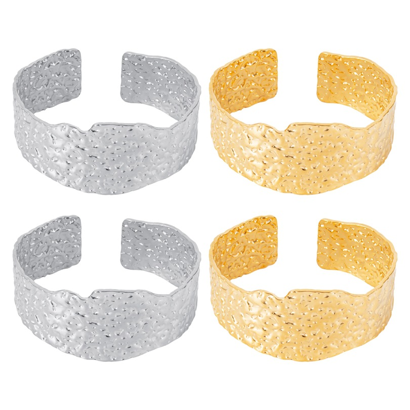 37g Weight PVD Coated Gold Plating Process PVD Coated Real Gold Plated 18K Gold Irregular Solid Color 304 Stainless Steel Simple Style Waterproof Non Tarnish 304 Stainless Steel Bangle