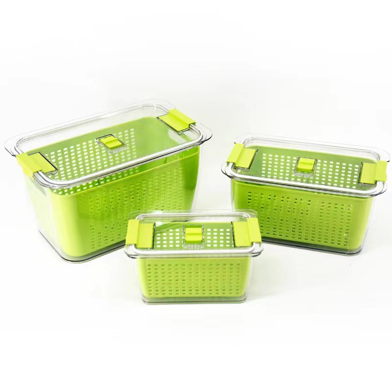 Caja de almacenamiento para refrigerador de cocina de plástico fresco doméstico de gran capacidad de almacenamiento transparente de artefactos mágicos con cubierta para caja de grado alimenticio