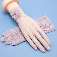 夏の薄いレースの日焼け止め手袋の女性の短いタッチパネルの薄いタイプの車の屋外のタッチパネルの弾力性の氷の糸