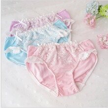 日单青少年萝莉可爱淑女棉质内裤 小清新蕾丝花边透气三角内裤女