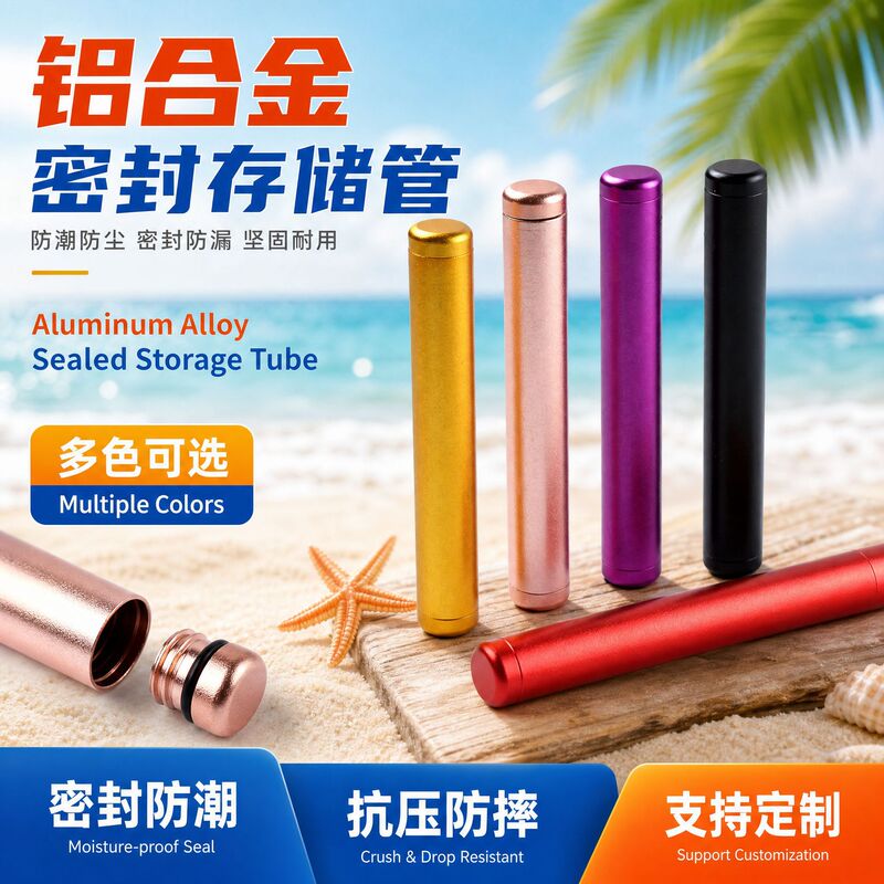 Cross-Border Direct Sales Aluminum Alloy Sealed with Silicone Sealed Metal Storage Tank Moisture-Proof and Drop-Proof Sealed Tube Cross-Border Direct Sales Aluminum Alloy Sealed with Silicone Sealed Metal Storage Tank Moisture-Proof and Drop-Proof Sealed Tube