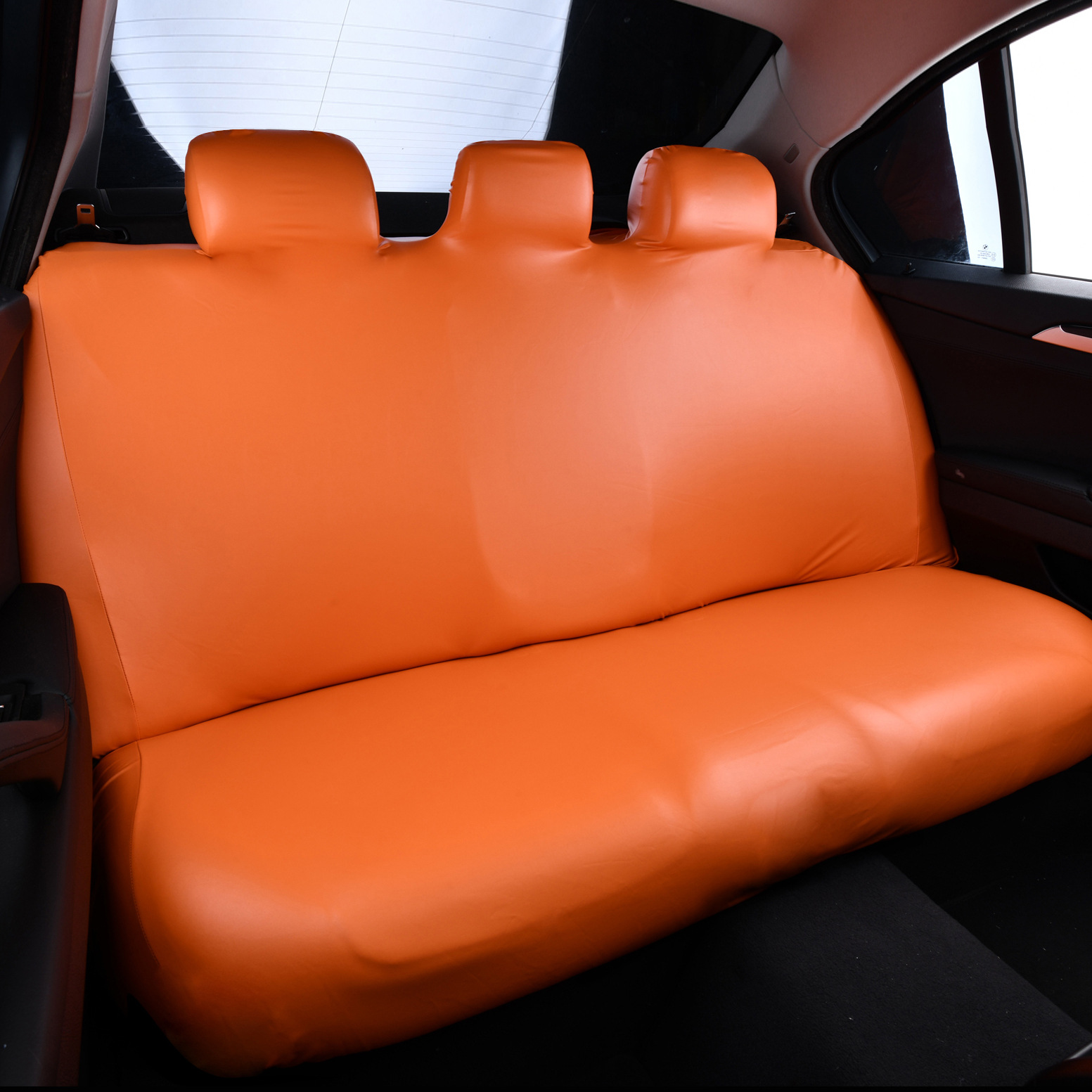 Pu Car Seat Cushion Cover, Elastic Universal Leather Rear Seat Three-Person Integrated Seat Cushion and Backrest Cover, Dustproof and Waterproof