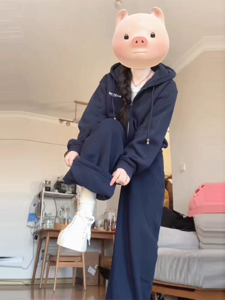 001 College Style Autumn Winter Sportswear For Women 2025 New Loose Slimming Casual Versatile Commuter Two-Piece Set_voghion.com