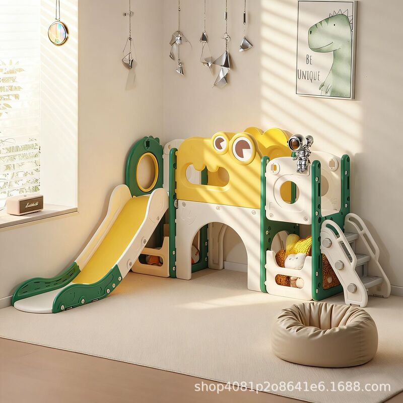 Children's Slide, Indoor and Outdoor Multi-Functional Swing and Slide Combination, Large Amusement Park, Home Climbing Ladder, Dinosaur