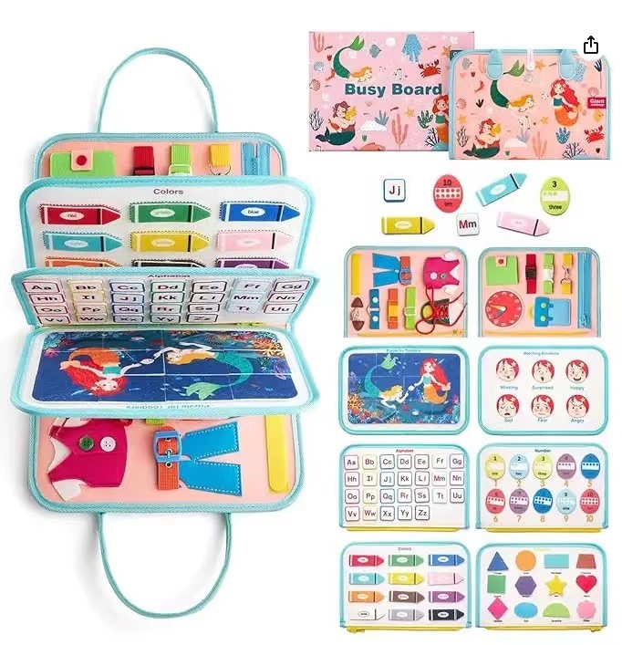 Tablero de aprendizaje de fieltro para niños, juguete para niños pequeños, libro de ejercicios, capacidad de aprendizaje, tablero de vestir, rompecabezas