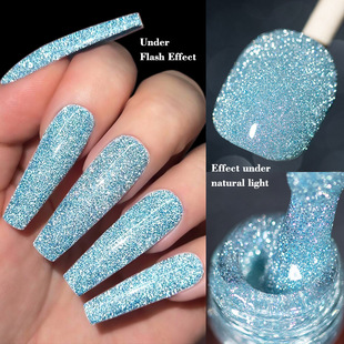 Cross-Border Internet Celebrity Flash Disco Glue Crushed Diamond Nail Polish Glue Crystal Glitter Phototherapy Finger Nail Salon Set