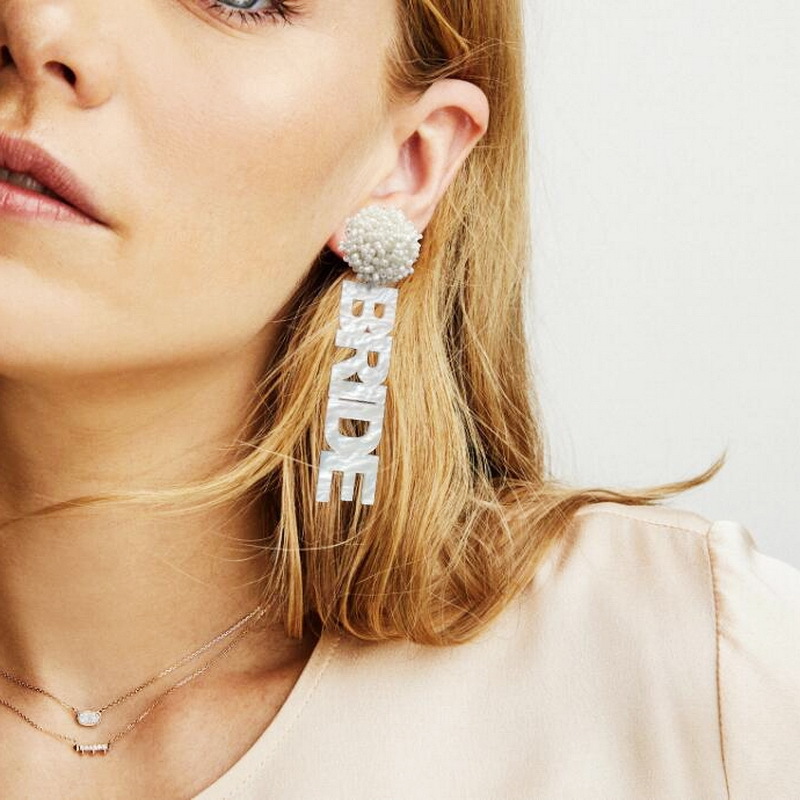 Fashion Letter Arylic Stoving Varnish Womenu0027S Drop Earrings 1 Pair