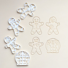 新款亚马逊塑料姜饼人印章磨具白色压花工具diy卡通圣诞节印章模