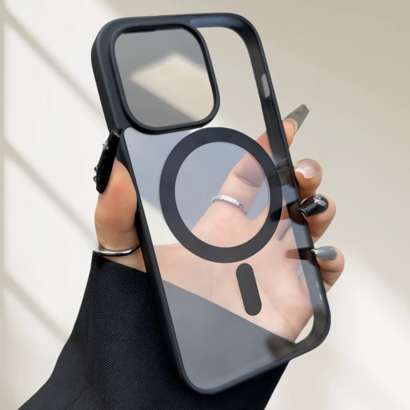 Suitable for Apple 17 Magnetic Phone Case Iphone14 Simple 13 Men's and Women's Models Transparent Acrylic 18Pro Anti-Fall