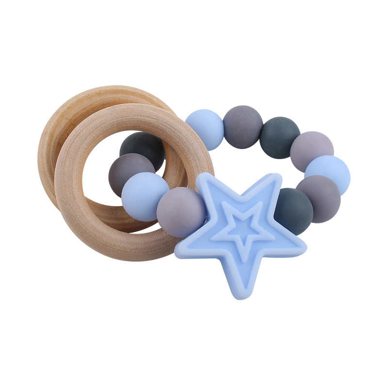 AliExpress nueva fábrica en stock al por mayor bebé mordedor pulsera de silicona para niños estrella de cinco puntas dientes juguetes de molienda