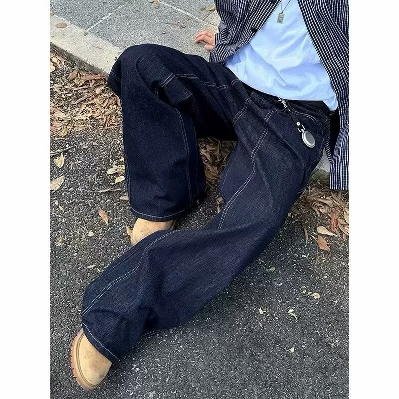 Мужские джинсы кросс-бордер высокого качества, потертые прямые джинсы для мужчин и женщин, американские джинсы для женщин в стиле хай-стрит