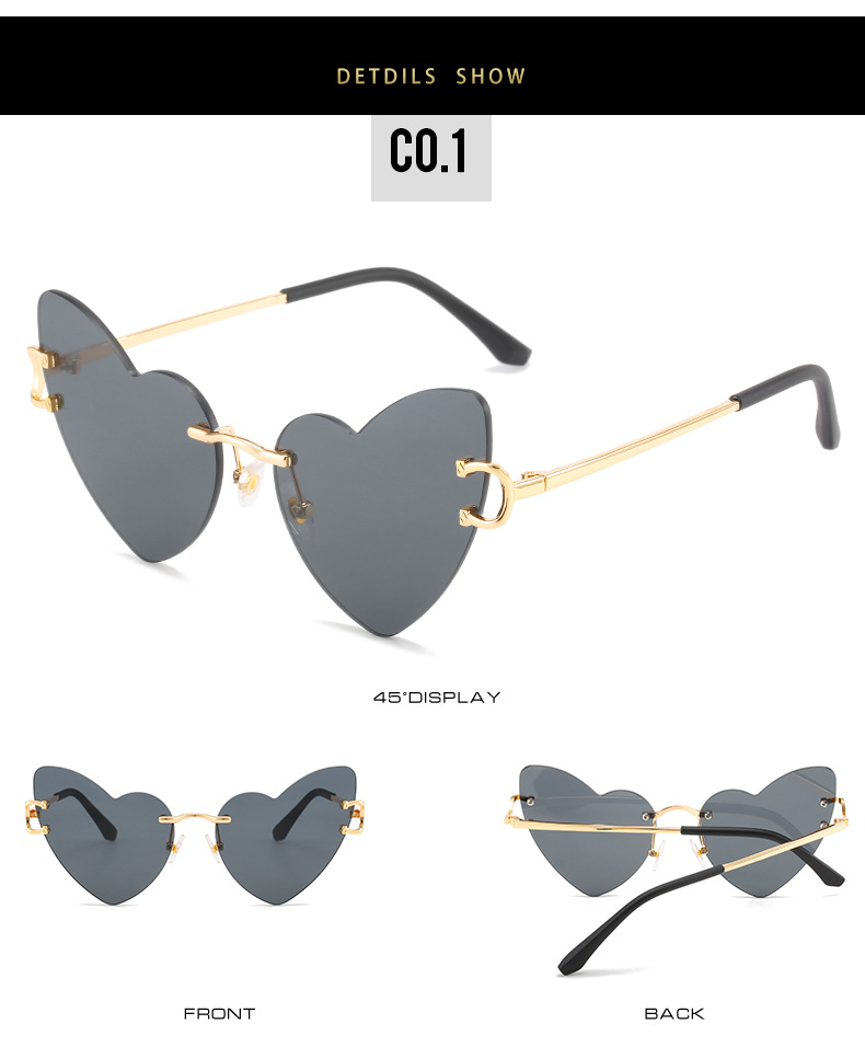 Fashion Gradient Color Heart Shape Pc Special-shaped Mirror Frameless Women's Sunglasses display picture 4