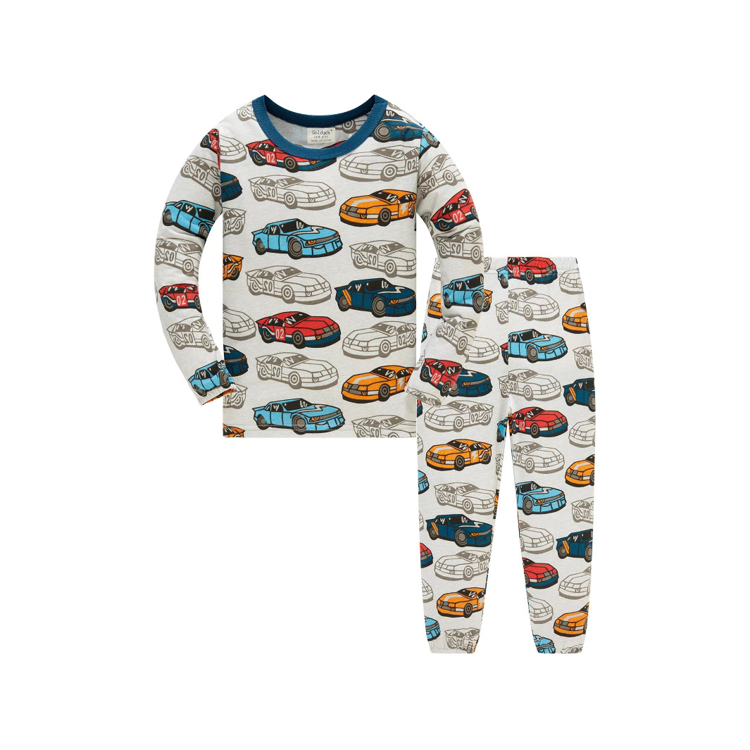 Children's Underwear Set Pure Cotton Cartoon Pajamas Boys Baby Long Sleeves Long Pants Children's Home Clothes Set Wholesale