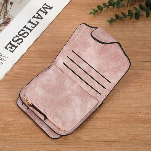 New Retro Matte Leather Women's Wallet Short Handle Multi-Card Slim Wallet Zipper Pocket Student Small Handbag