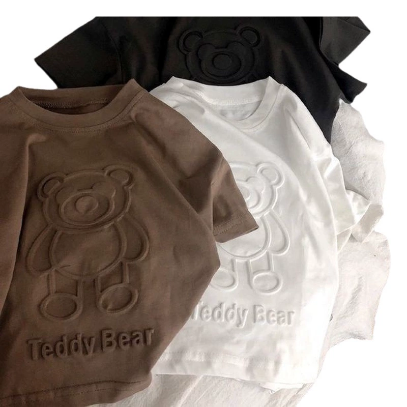 Футболка для мальчиков с принтом детеныша детское трехмерное хлопковое летнее футболка с короткими рукавами для девочек повседневная рубашка