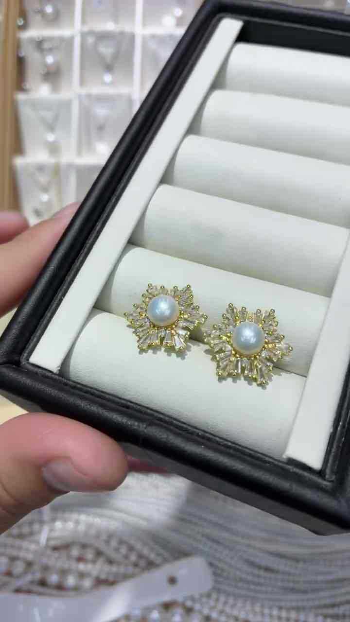 雪花耳钉 7mm 胖圆