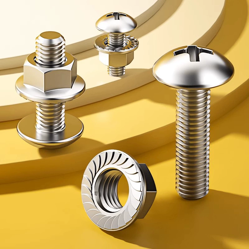Крест из нержавеющей стали 304, большой винт с плоской головкой, набор зубчатых гаек с фланцем, большой комбинированный винт с зонтичной головкой M3M4-M8