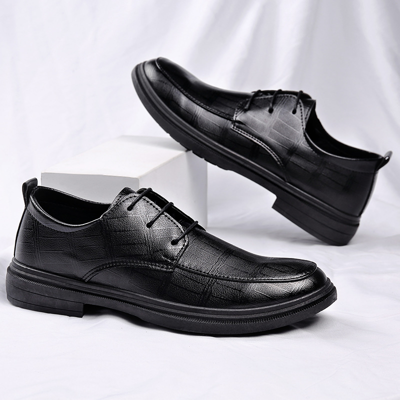Zapatos de cuero para hombres de cuatro estaciones de negocios correa de viaje casual negro aumento de casamiento zapatos de novio zapatos para hombres
