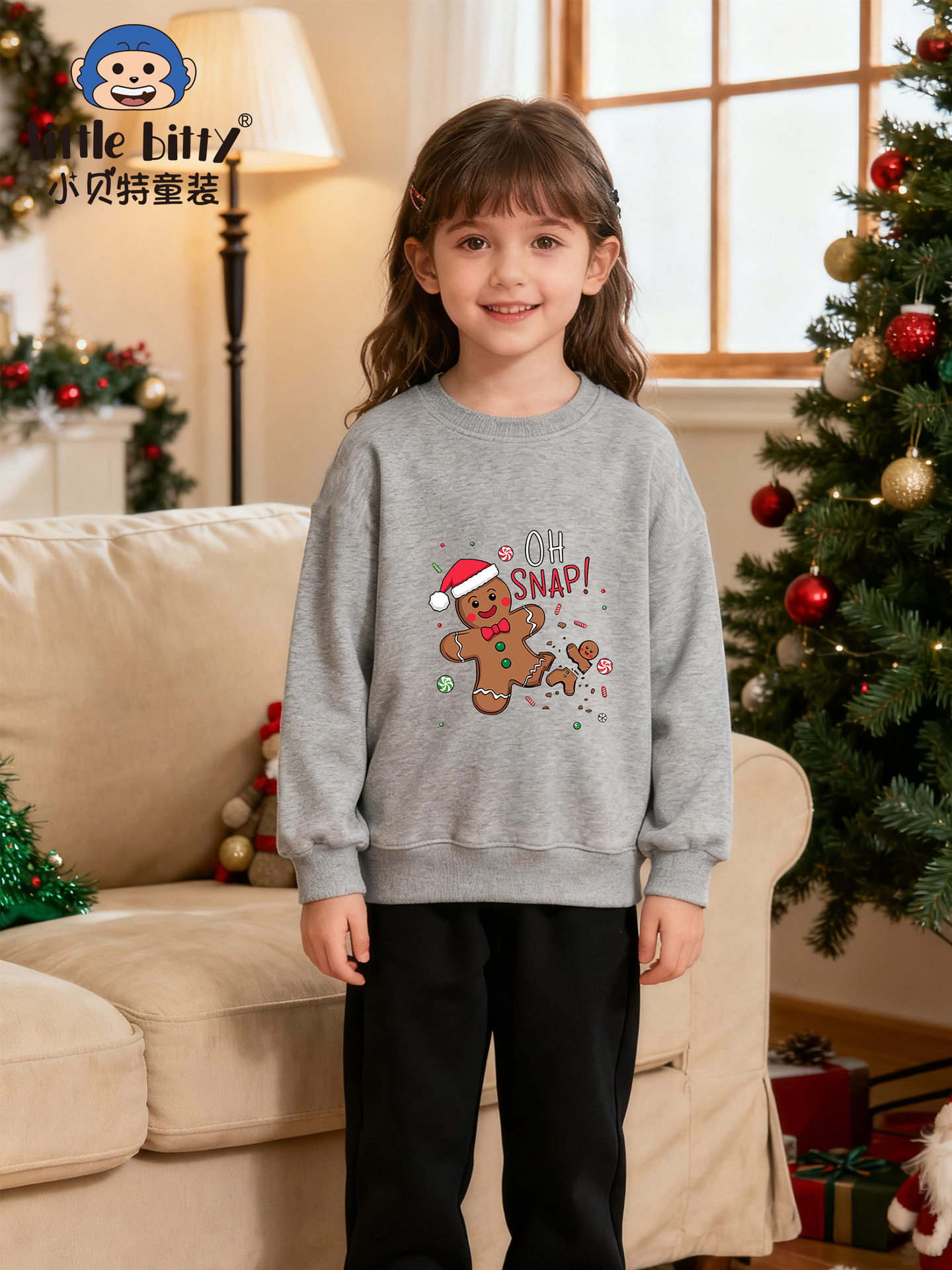 Cross-Border European and American 25-Year New Style Children's Round-Neck Sweatshirt Cartoon Fashion Christmas Autumn Knitted Pullover Sweatshirt