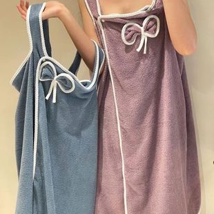 Sling Bath Skirt Wearing Girls' Household Dormitory Coral Fleece Wrapping Quick-drying Water-absorbing Bathroom Towels Bathrobe