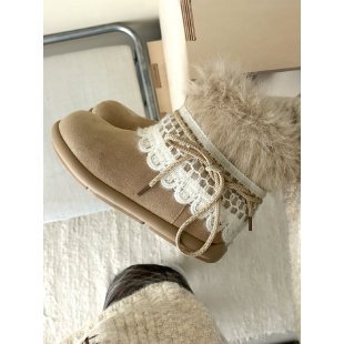 Sweet Peach Planet Fair Island algodón botas cortas para mujeres 2025 invierno nuevos zapatos de mujer con botas de nieve de lana gruesa
