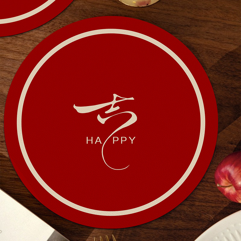 Posavasos festivos, boda roja, absorción de agua, aislamiento térmico, mantel chino de marea nacional, sentido avanzado, taza de té redonda, posavasos de café image 11