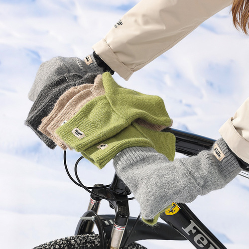 Autumn and winter bicycle handlebar covers for men and women outdoor cycling windproof and cold-resistant knitted warm cycling gloves DZ148