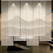 中式升降卷帘窗帘客厅茶室卧室悬挂式屏风帘子软隔断遮挡装饰布艺