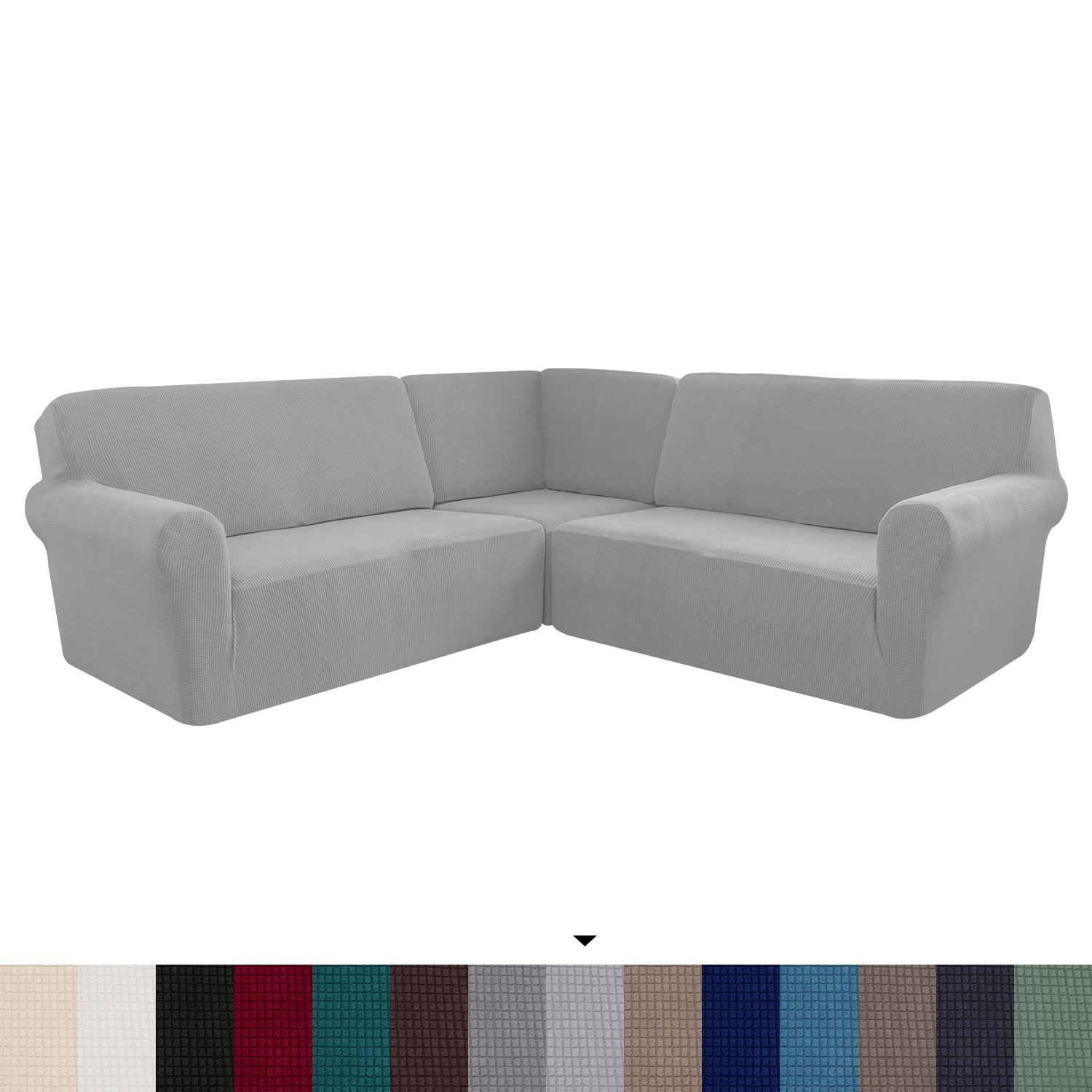 Cross-Border Stretch Pineapple Grid 5-Seater Solid Color Full Coverage Private Seat Party Corner L-Shaped Sofa Cover_voghion.com