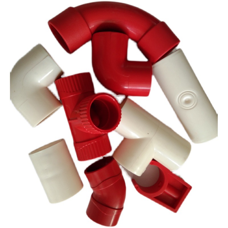 吸气式极早期空气采样管直接防尘接头月牙弯头三通管卡abs 白红色