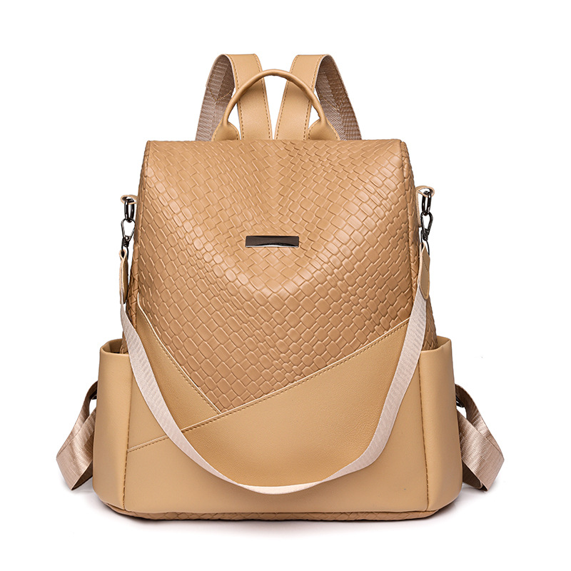 Comercio exterior al por mayor 2024 Nueva mochila antirrobo tejida tendencia de la moda de las mujeres de gran capacidad de doble uso mochila de viaje