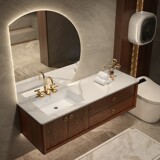 Окрашенный красный дуб Новый китайский стиль в ванной комнате Комбинированная ванная комната для ванной комнаты каменная плита керамическая мыть бассейн бассейн для мытья бассейн