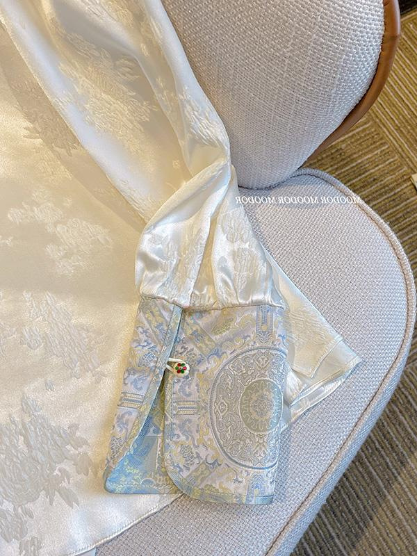 アセテート新中国風の女性の国民風刺繍コントラストカラーシャツ 2025 春宋錦インナー改良唐スーツトップ|undefined