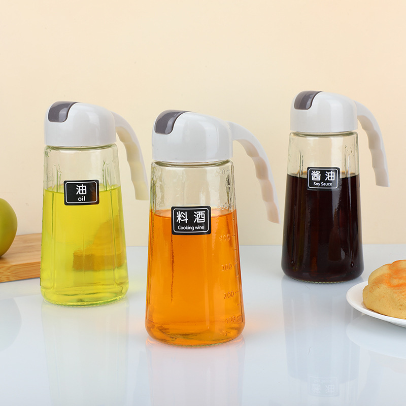 Glass oil pot automatic opening and closing oil bottle does not drip or hang oil leak-proof oil pot home kitchen large capacity soy sauce vinegar bottle