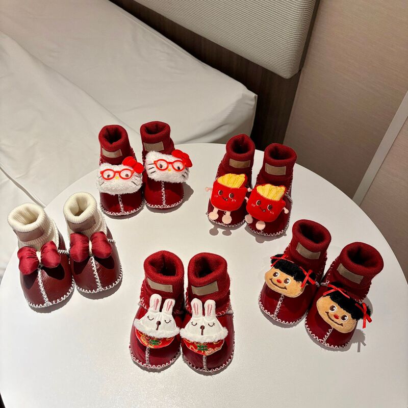 桑坡婴儿棉鞋羊皮毛一体步前鞋袜ins卡通男女宝宝软底毛毛鞋秋冬|undefined
