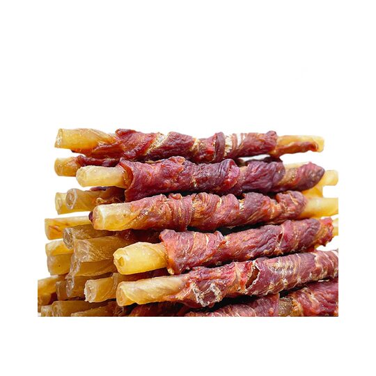 Pet Food Dog Snacks Wholesale No Additives Chicken and Duck Meat Original Color Real Cowhide Stick Teething Stick