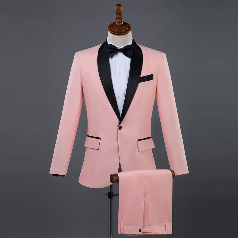 Pink Men's Costume New Personality Fashion Fashion Host Costume MC Dress Performance Suit