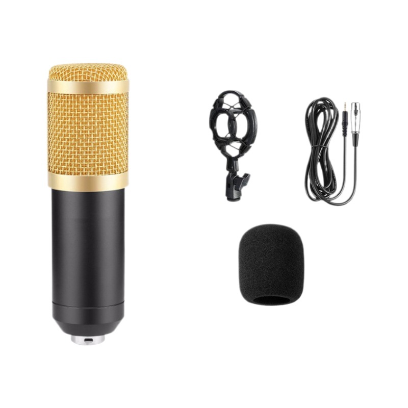 Micrófono BM800 con soporte, set para transmisión en vivo, micrófono para computadora, tarjeta de sonido para grabación, juegos, karaoke, micrófono de condensador con reducción de ruido