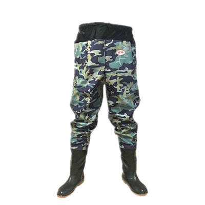 Launching pants thickening Body clothes Rain pants fishing ventilation Conjoined Rain shoes Rain pants