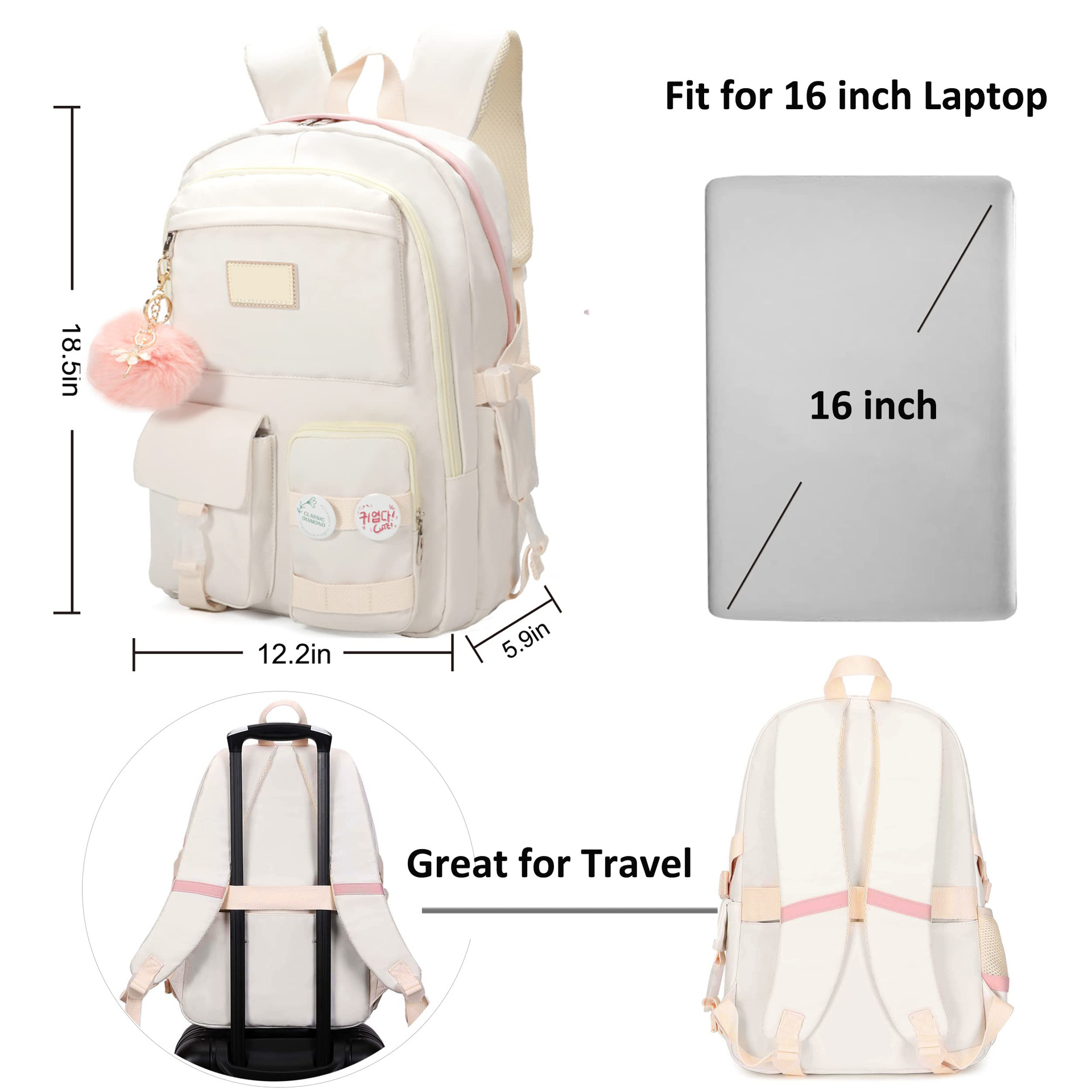 New female junior high school large capacity backpack for college students, computer bag_voghion.com