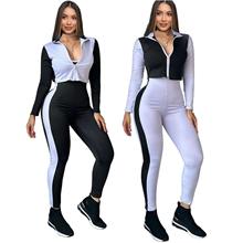 J5023   欧美女装  夏秋潮流气质女士休闲时尚运动两件套   现货