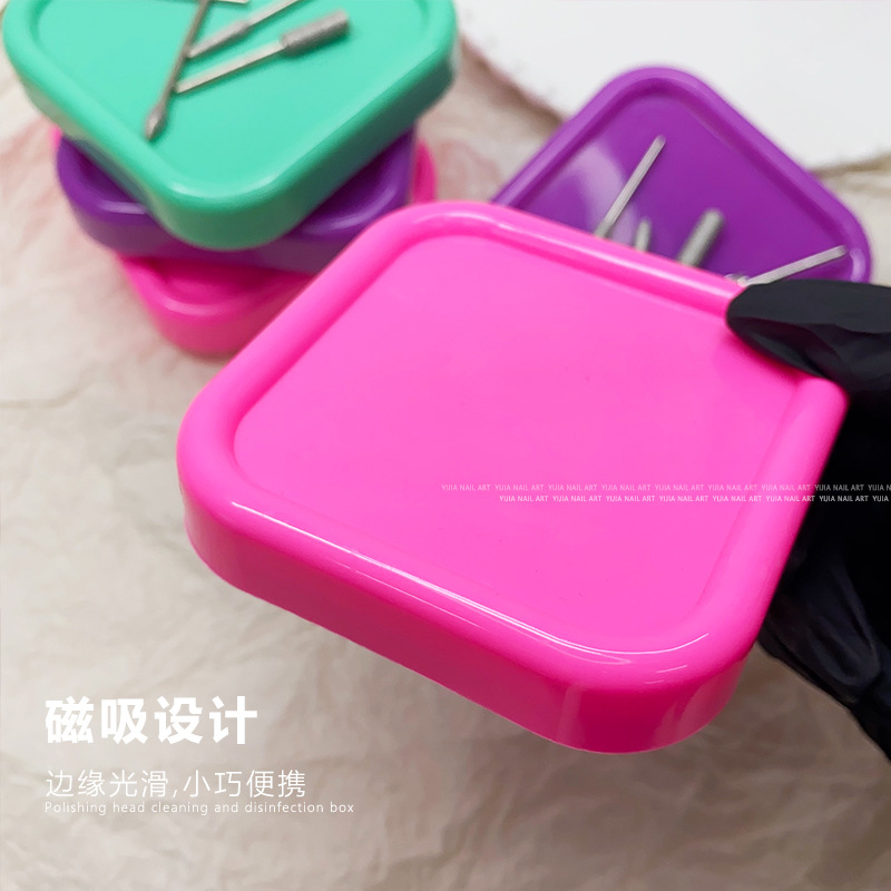 Caja de almacenamiento de cabeza de pulido magnético de atracción de manicuras de escritorio con caja de herramientas de ppp magnética