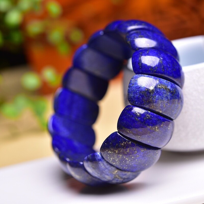 Lapis Lazuli Bracelet, Premium Natural Stone, Afghan Flat Beads, Imperial Green Bracelet, Suitable for Personal Wear or as a Gift, Cross-Border Supply
