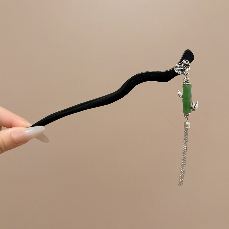 Nueva horquilla china, estilo antiguo femenino, cheongsam, accesorios para el cabello, horquilla de madera en la parte posterior de la cabeza, tocado de horquilla de todo fósforo con sentido avanzado