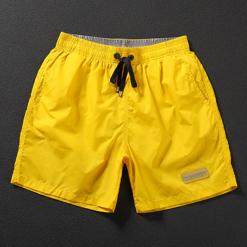 Bright Yellow Shorts Trendy Brand Sports Fitness Quick-Dry Water-Resistant Beach Shorts Men Training Quarter Casual Swimming Vacation