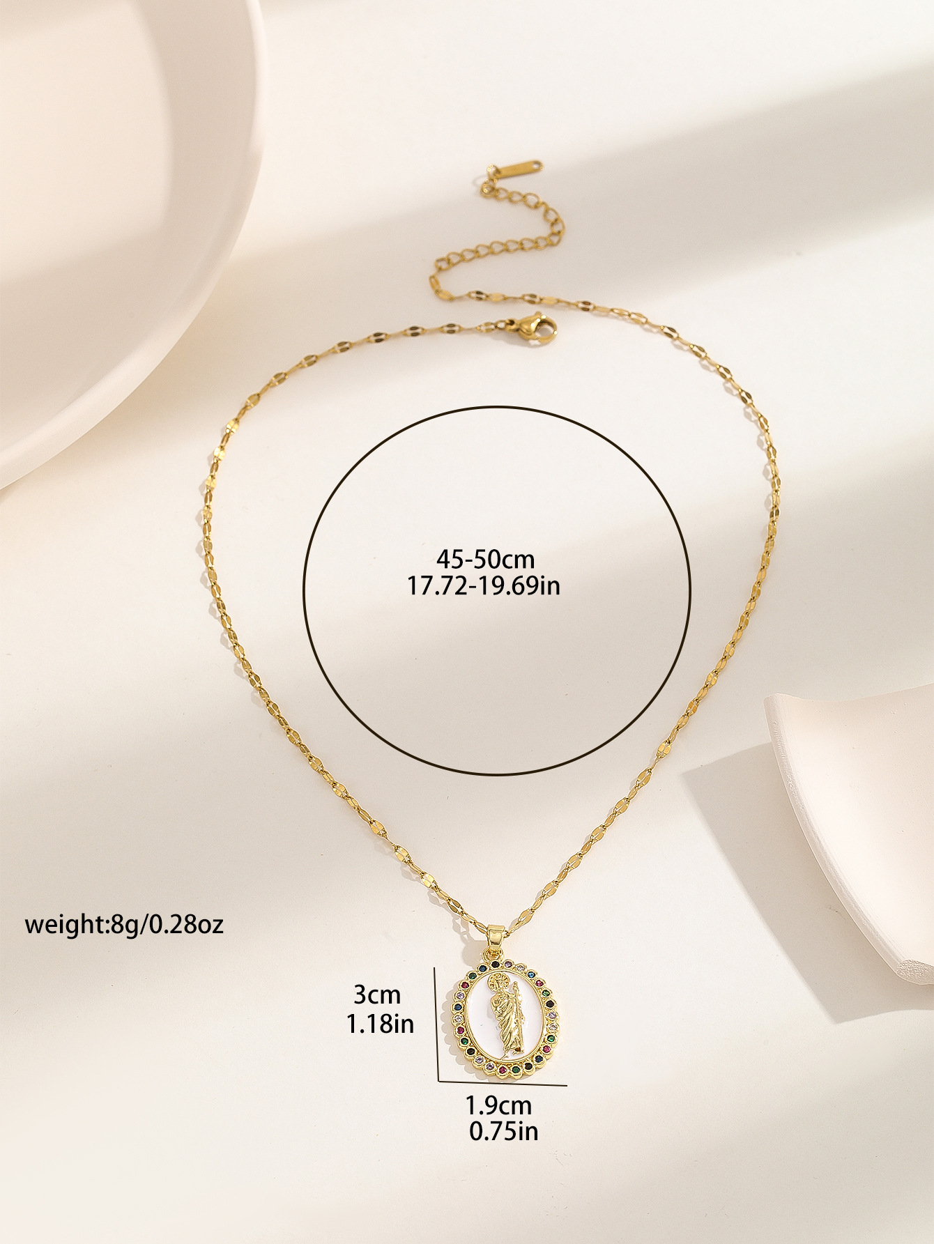 12g Weight Copper Pendant Material Zircon Inlay Material Pendant Necklace Classification Copper Chain Material 1 Piece Quantity Holiday, Daily Occasion Copper Material Human, Virgin Mary, Oval Pattern Women's Gender Inlay Design IG Style Style Copper Inlay Human Virgin Mary Oval Zircon Pendant Necklace 4