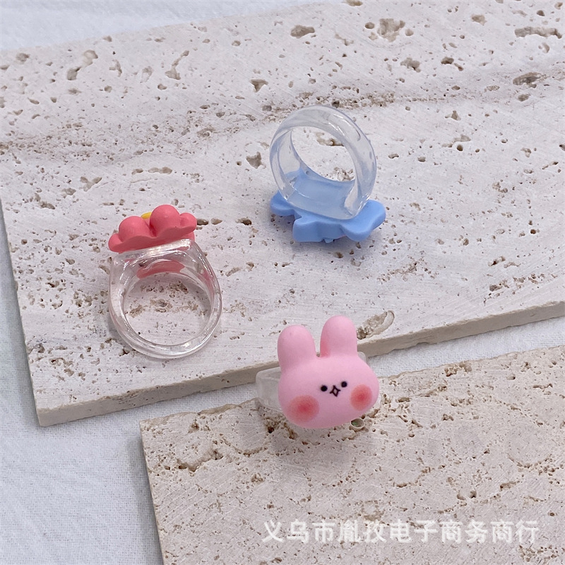 Nueva historieta animal Rana Tigre elefante pulpo resina anillo lindo estilo personalizado divertido anillo