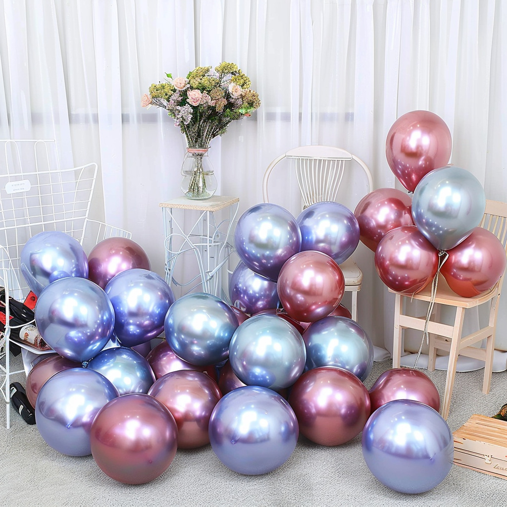 Juego de decoración de globos metálicos cromados de 12 pulgadas, impresión personalizada, boda, cumpleaños, personalización al por mayor